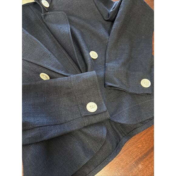 Valentino Spa Silk Cropped Blazer Size 12 Blue Woven Designer Tailored Twee - Picture 7 of 11